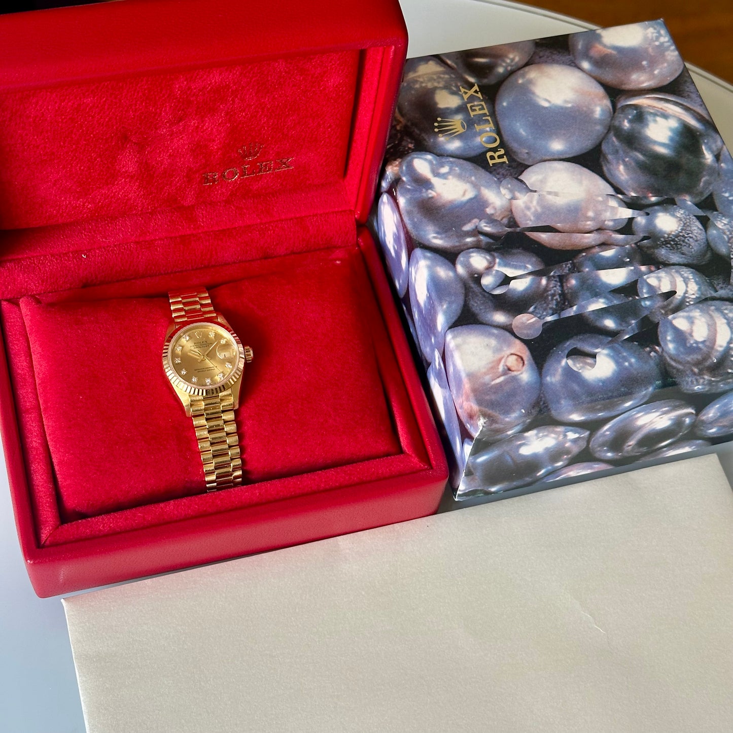 Lady-Datejust 26 Champagne Diamond 18K Yellow Gold President Ref 69178