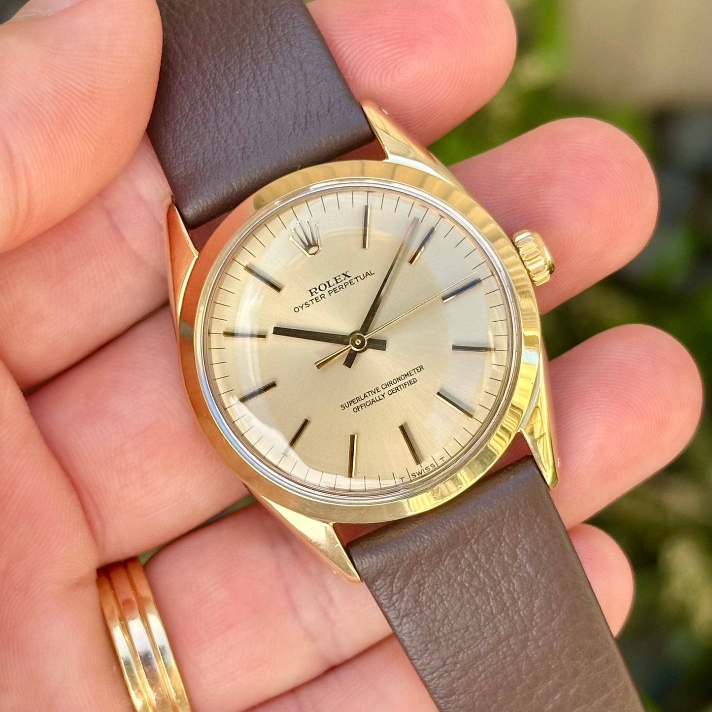 Oyster Perpetual 34 Sunburst Dial Yellow Gold Ref 1024