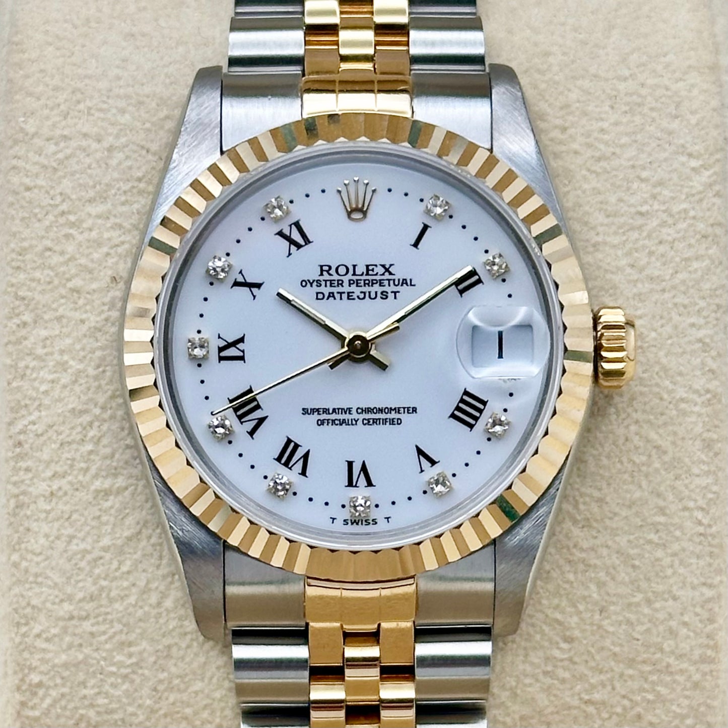 Datejust 31 White Buckley Diamond Dial Ref 68273