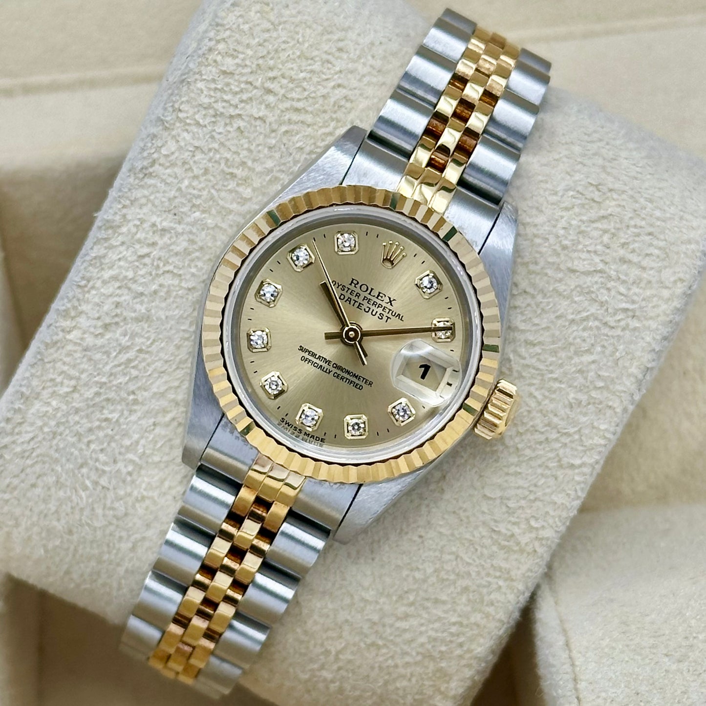 Lady-Datejust 26 18K Yellow Gold Champagne Big Diamond Ref 69173 1997