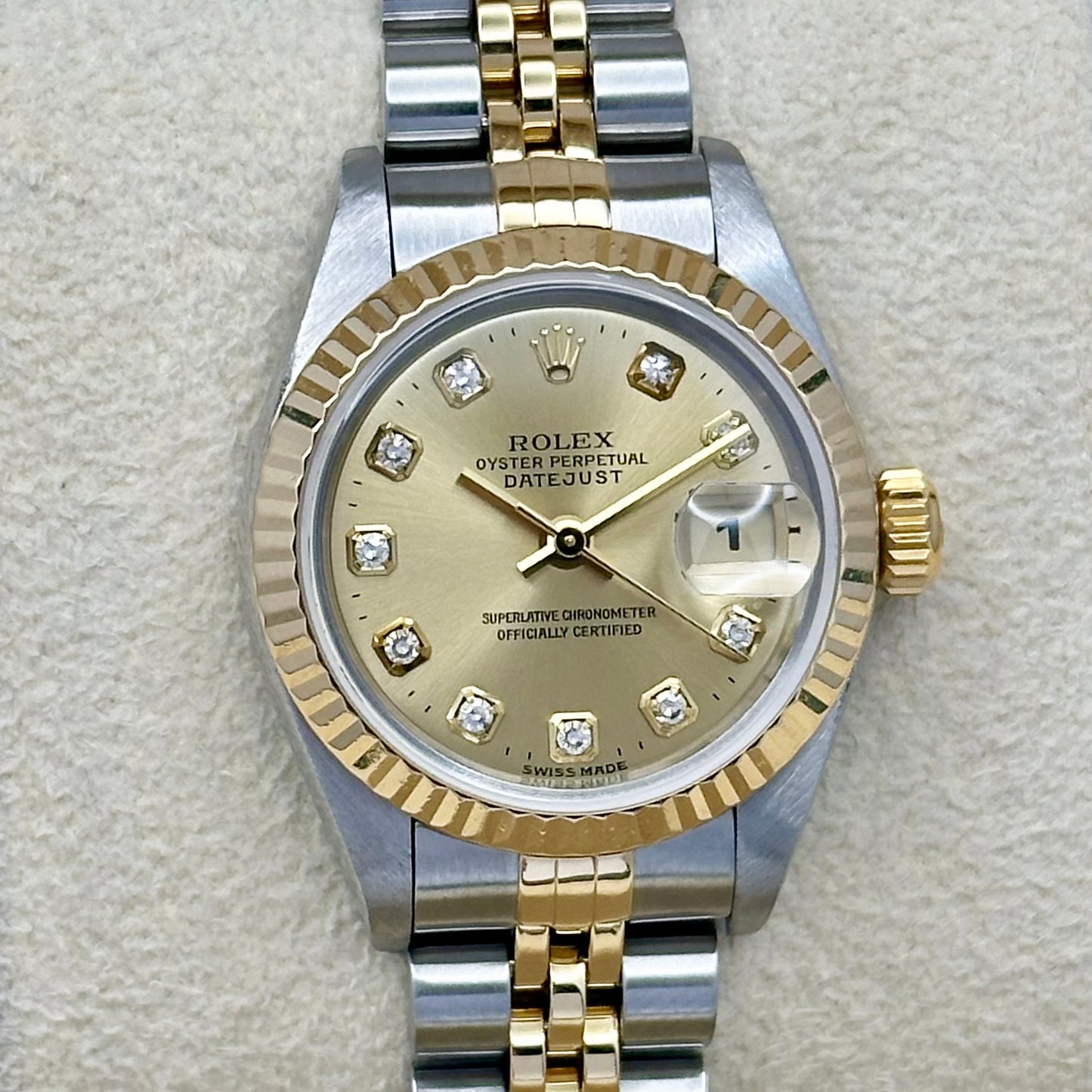 Lady-Datejust 26 18K Yellow Gold Champagne Big Diamond Ref 69173 1998