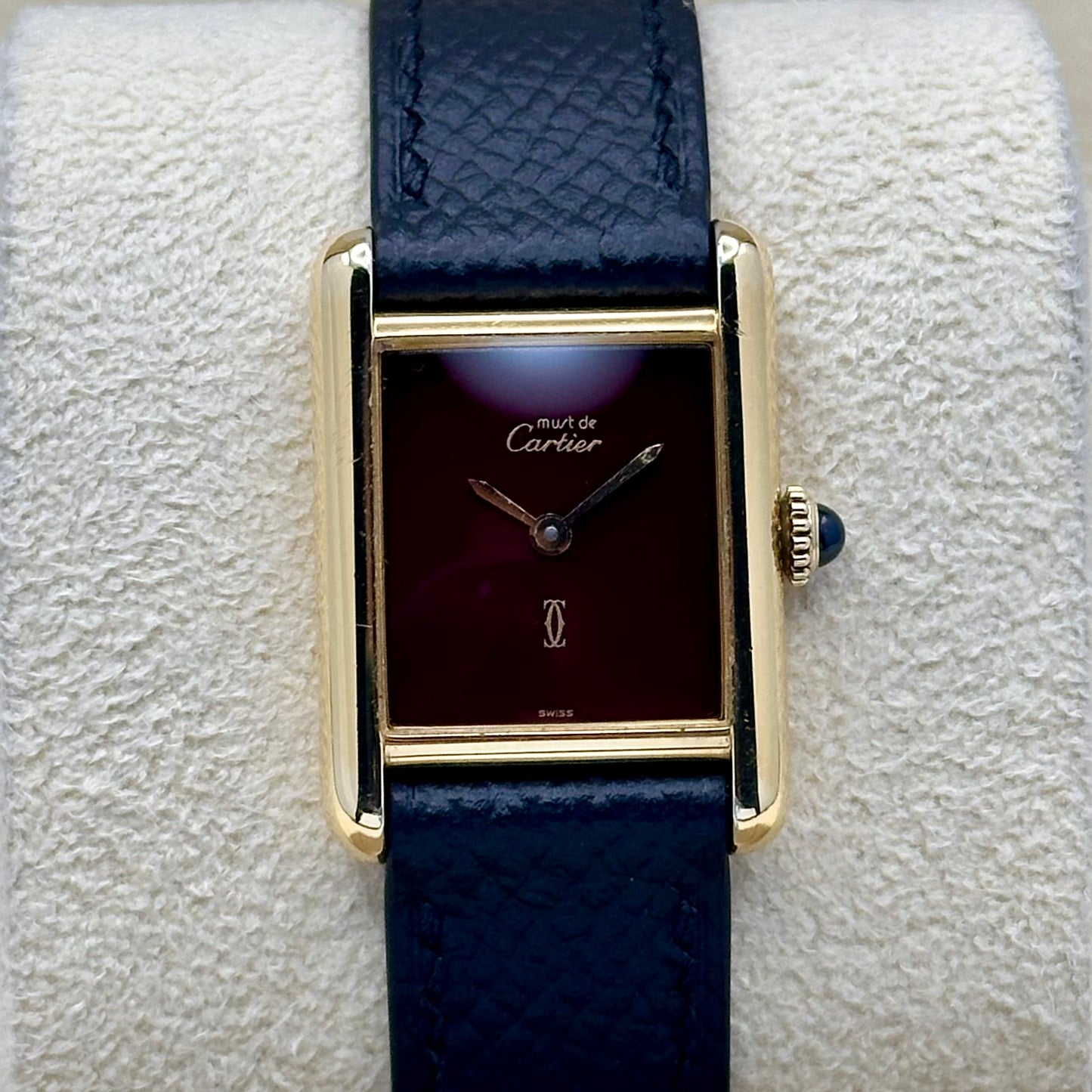 Tank Must De Cartier Small Burgundy Manual Winding
