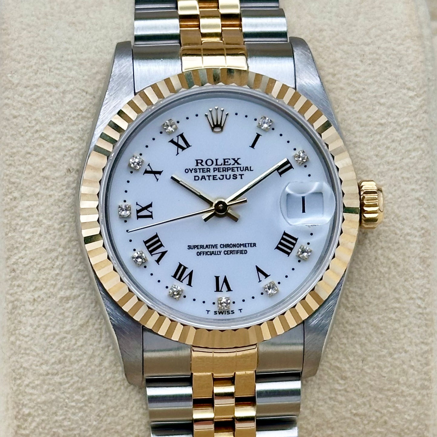 Datejust 31 White Buckley Diamond Dial Ref 68273