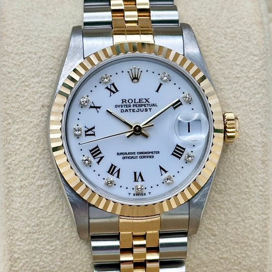 Datejust 31 White Buckley Diamond Dial Ref 68273