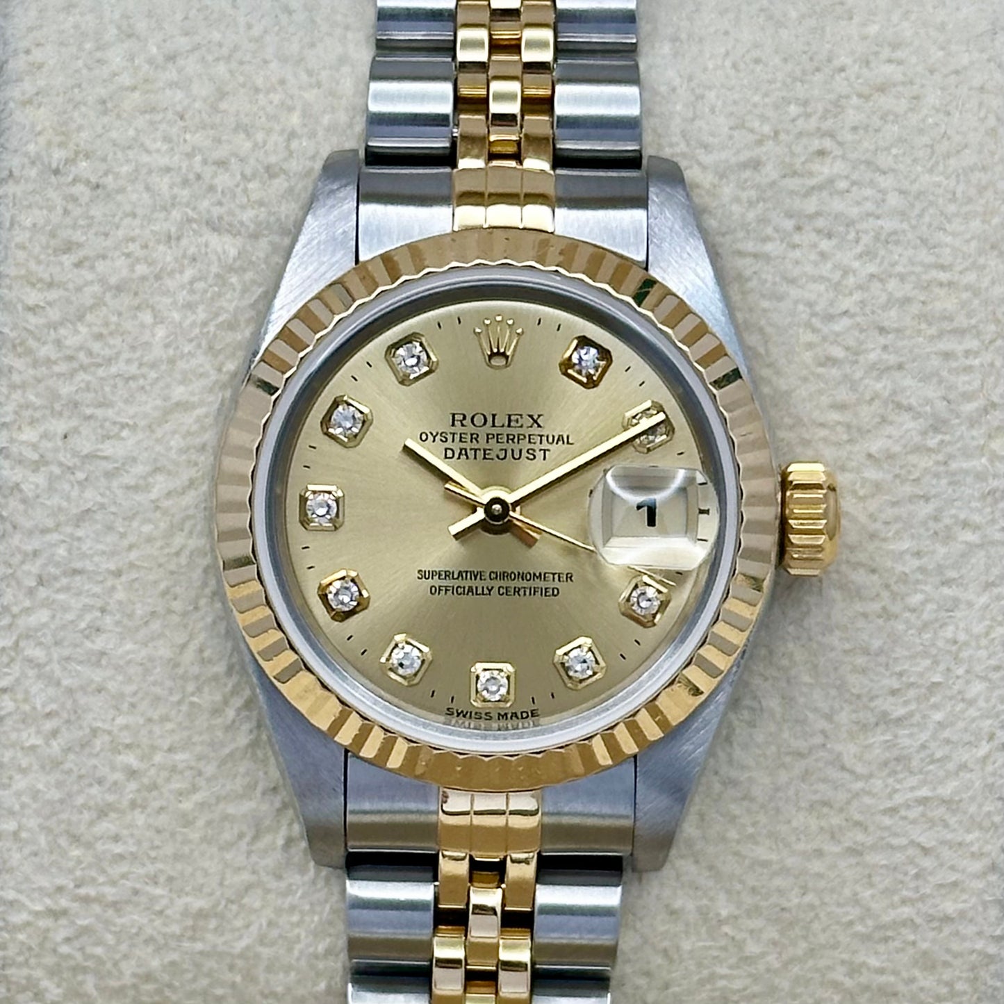 Lady-Datejust 26 18K Yellow Gold Champagne Big Diamond Ref 69173 1998