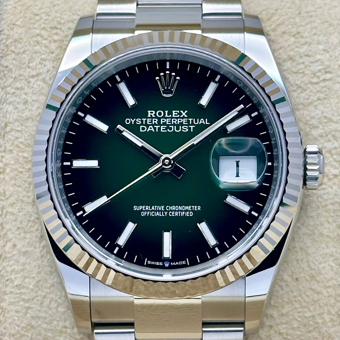 Datejust 36 Green Ombré 18K White Gold Ref 126234 2026