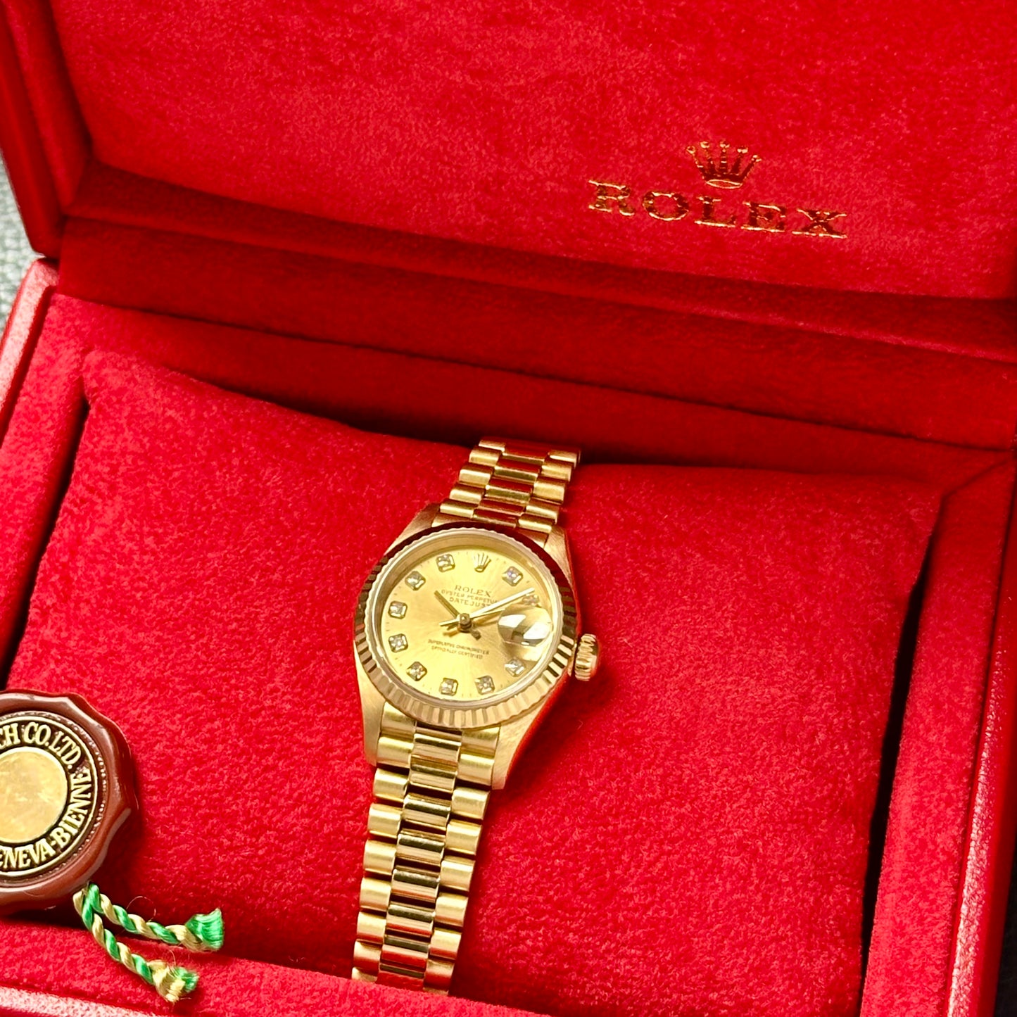 Lady-Datejust 26 Champagne Big Diamond 18K Yellow Gold President Ref 79178 1999