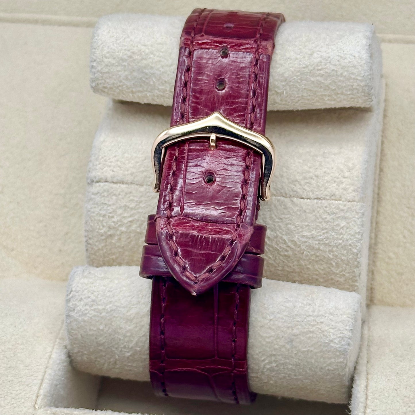 Tank Anglaise 18K Rose Gold Silver Guilloché Diamond Dial Ref WJTA0007