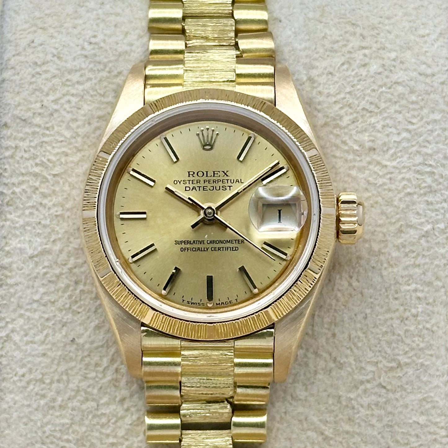 Lady-Datejust 26 Champagne Bark President 18K Yellow Gold Ref 69278