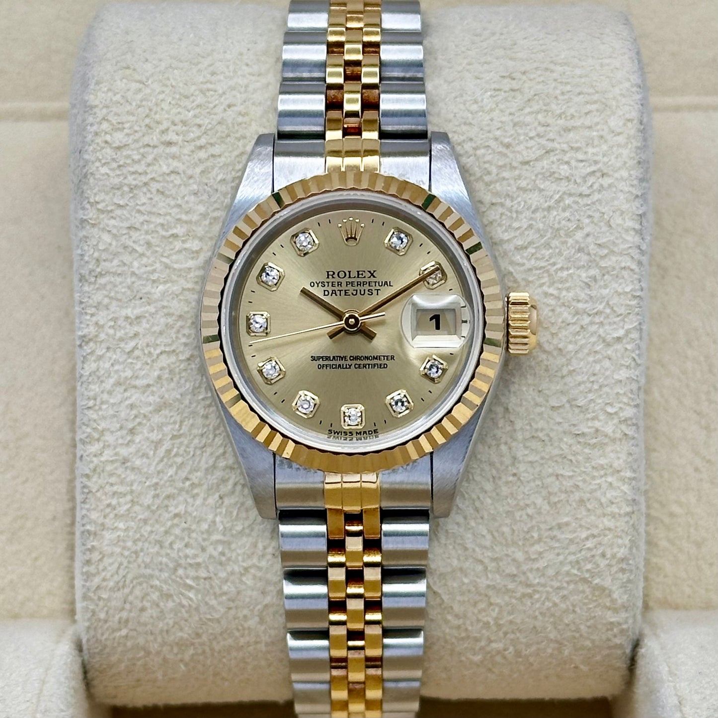 Lady-Datejust 26 18K Yellow Gold Champagne Big Diamond Ref 69173 1997