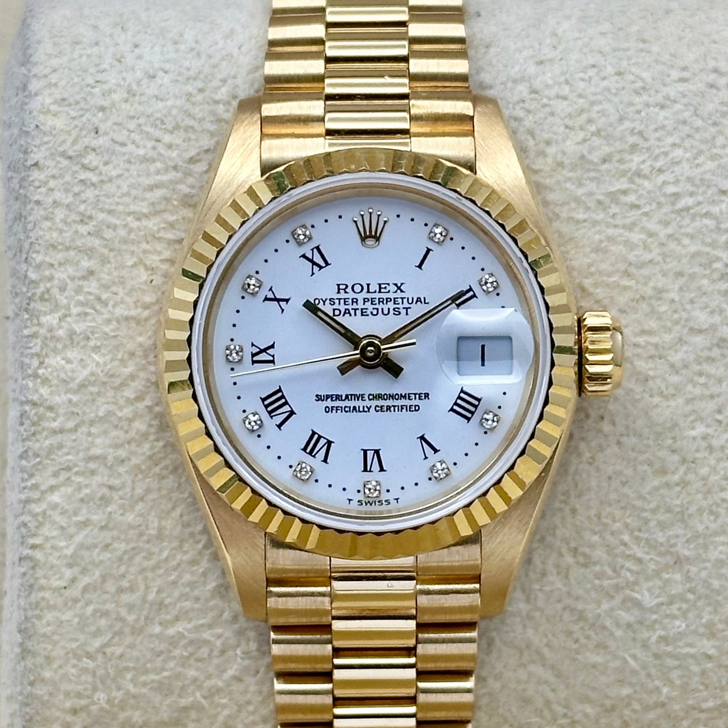 (ON HOLD) Lady-Datejust 26 White Diamond 18K Yellow Gold President Ref 69178