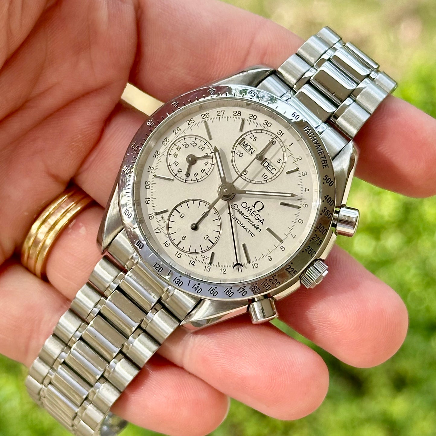 Speedmaster Day Date White Dial Ref 3521.30 1990