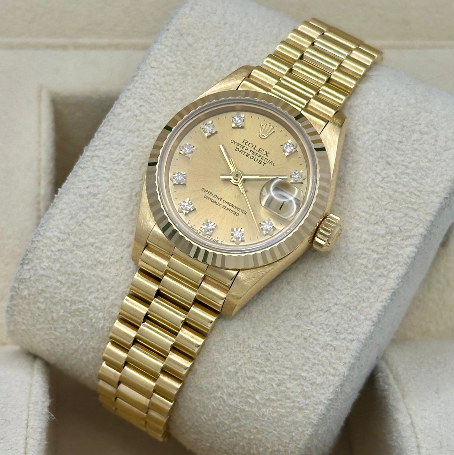 Lady-Datejust 26 Champagne Diamond 18K Yellow Gold President Ref 69178 1993