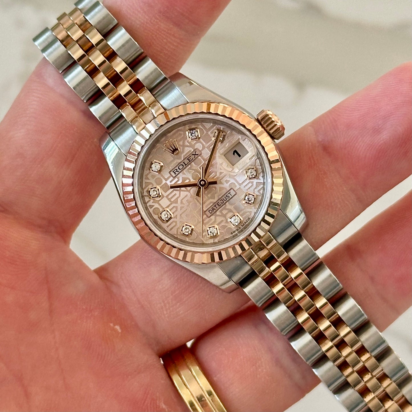 Lady-Datejust 26 Pink Anniversary Diamond Dial 18K Rose Gold Ref 179171 2015