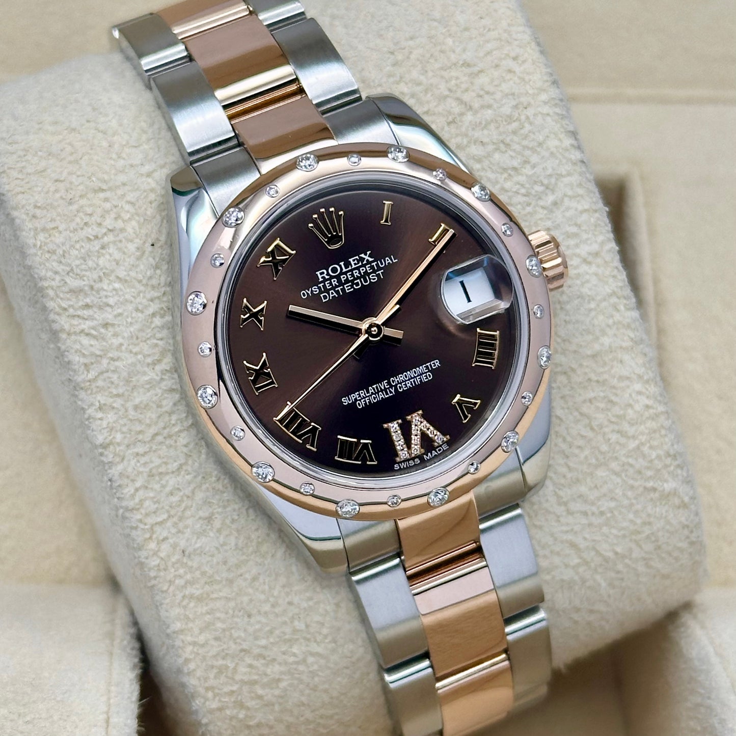 Datejust 31 Factory Diamond Bezel Chocolate Diamond Dial Ref 178341