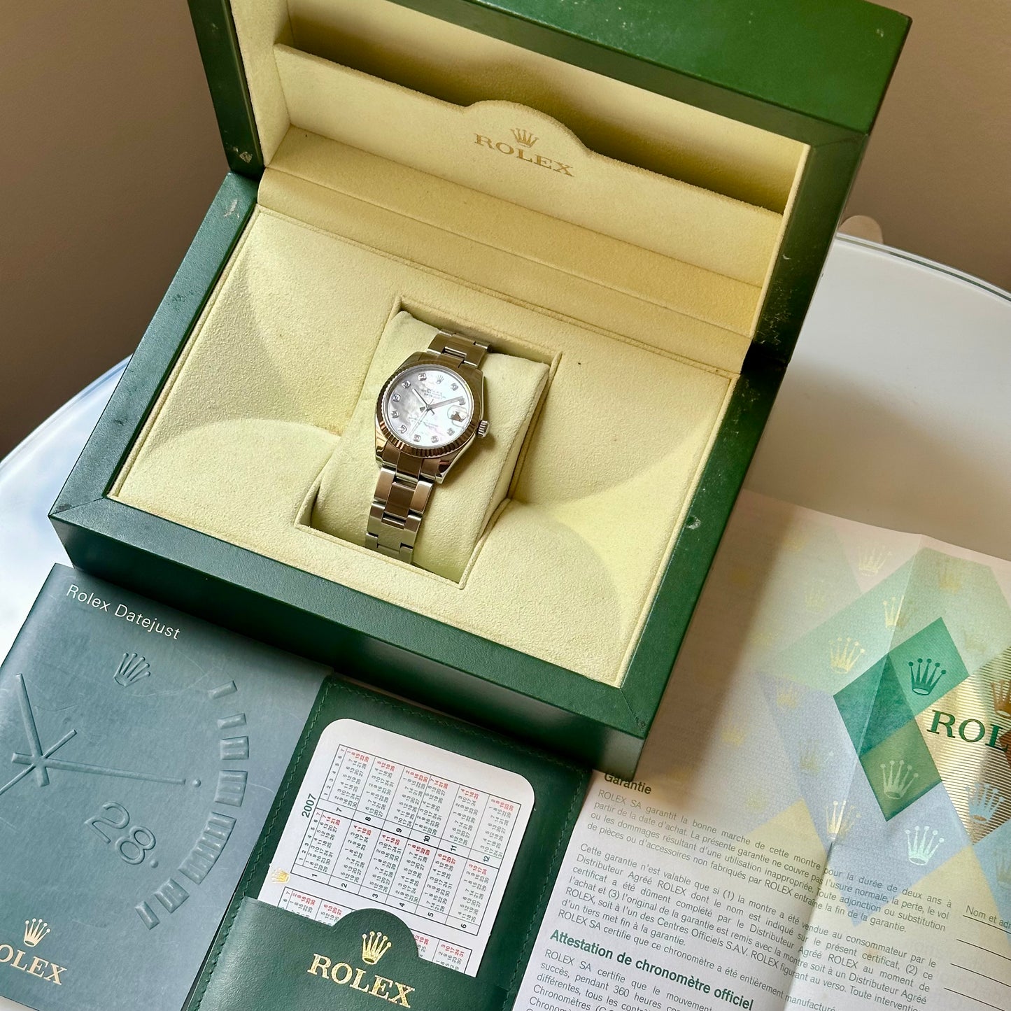 Datejust 31 Mother Of Pearl Diamond Dial 18K White Gold Ref 178274 2007