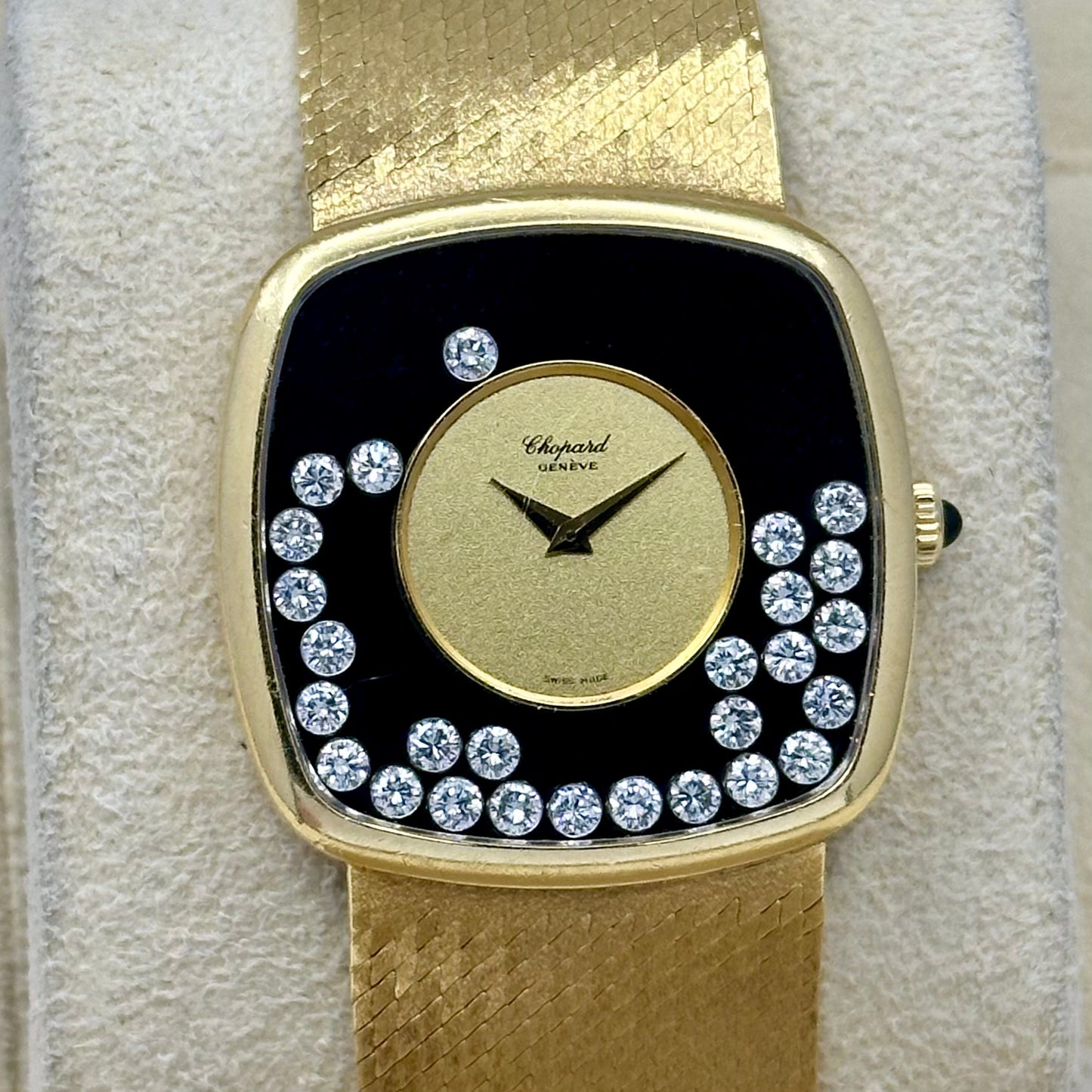Happy Diamonds Black Onyx 18K Yellow Gold Manual Winding Ref 2106