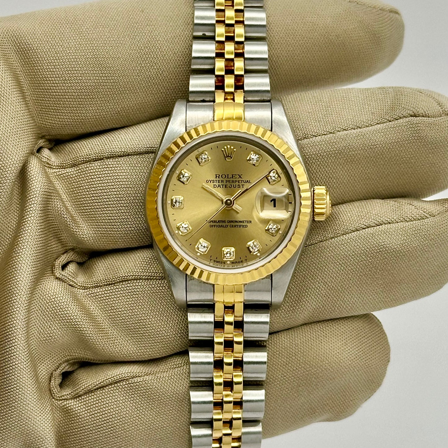 Lady-Datejust 26 Champagne Big Diamond Ref 69173 1995