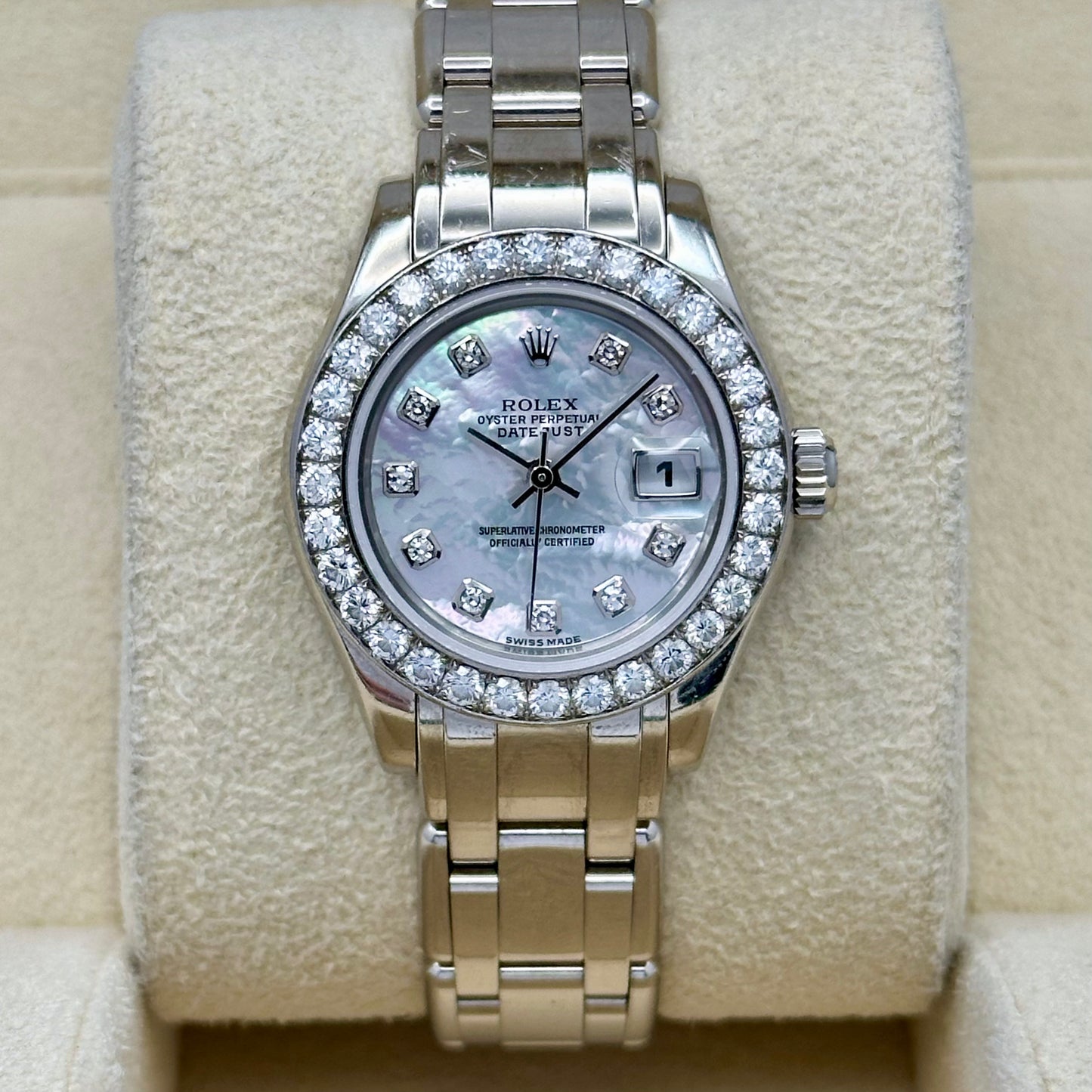 Lady-Datejust 29 Pearlmaster Factory Diamond Bezel MOP Diamond Dial Ref 80299