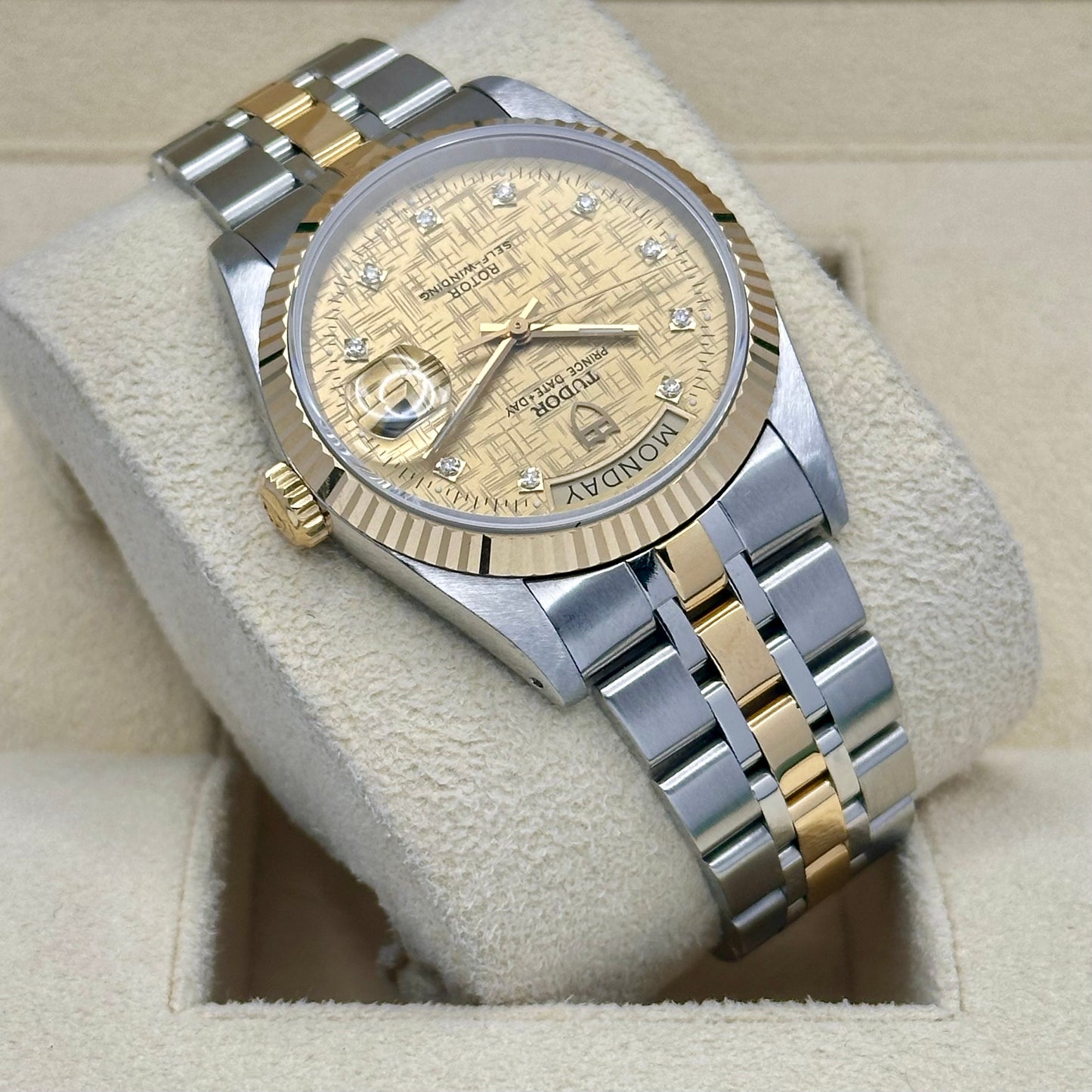 Prince Day-Date 36 Champagne Diamond Dial Ref 76213G 2000