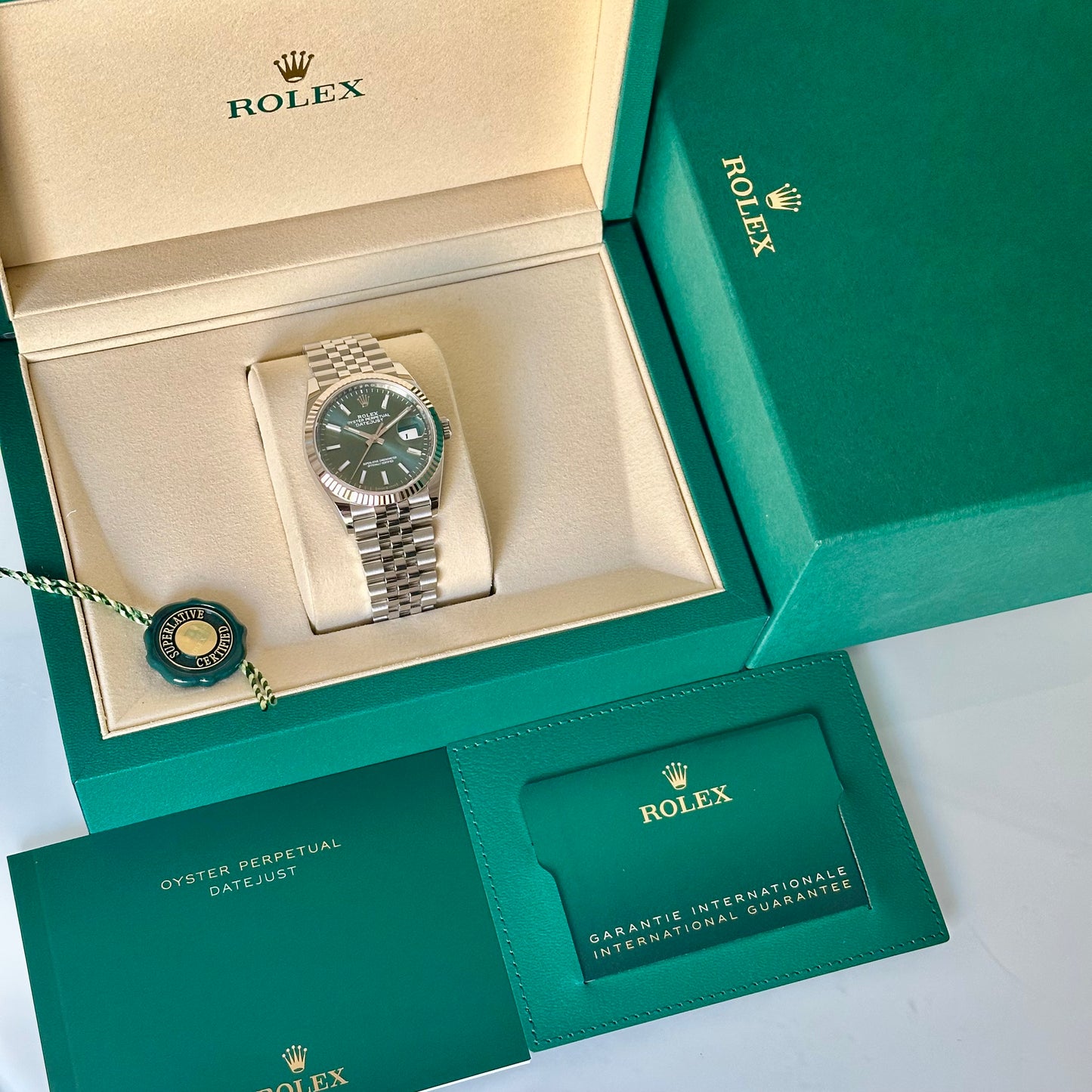 Datejust 36 Mint Green 18K White Gold Ref 126234 2026