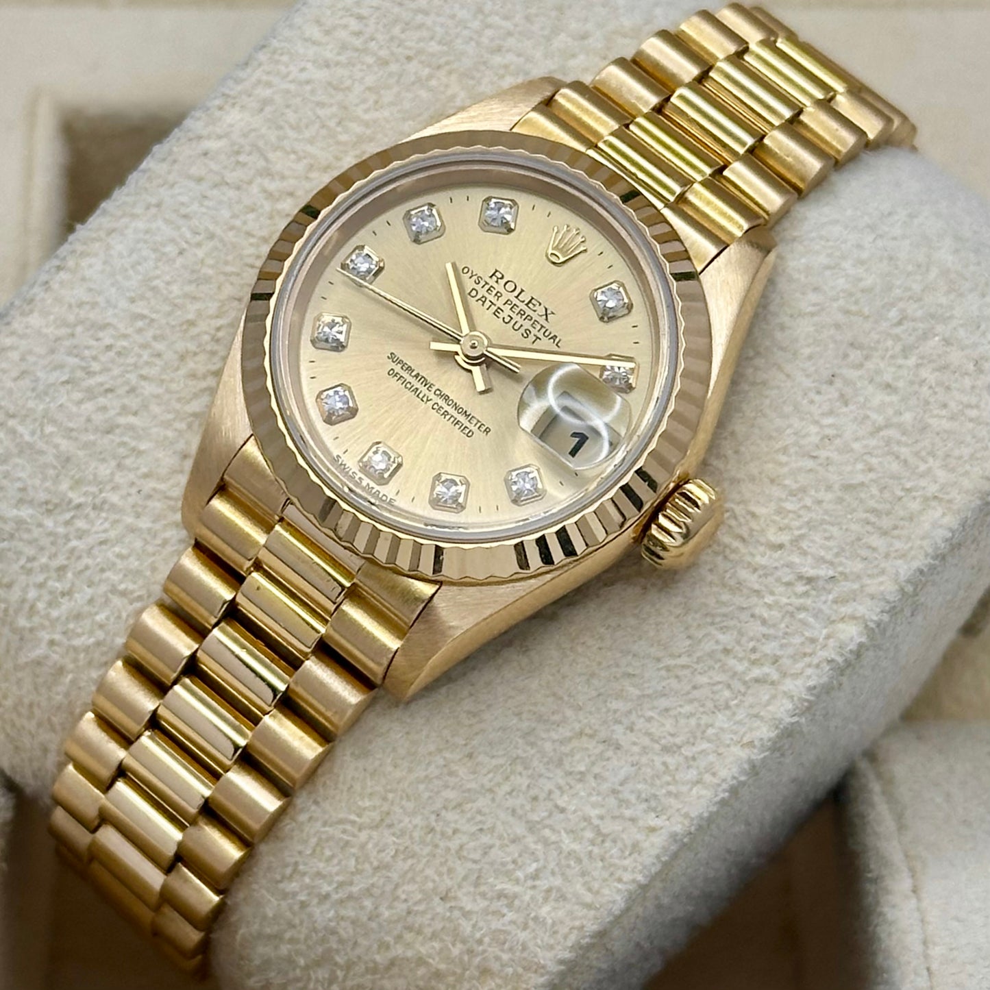 Lady-Datejust 26 Champagne Big Diamond 18K Yellow Gold President Ref 79178 1999