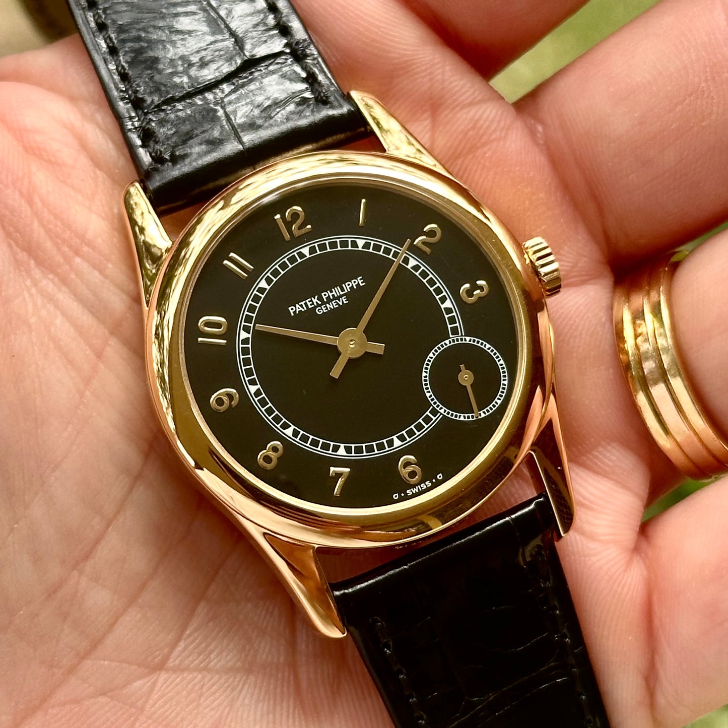 (ON HOLD) Calatrava Black Dial 18K Yellow Gold Ref 5000J-001