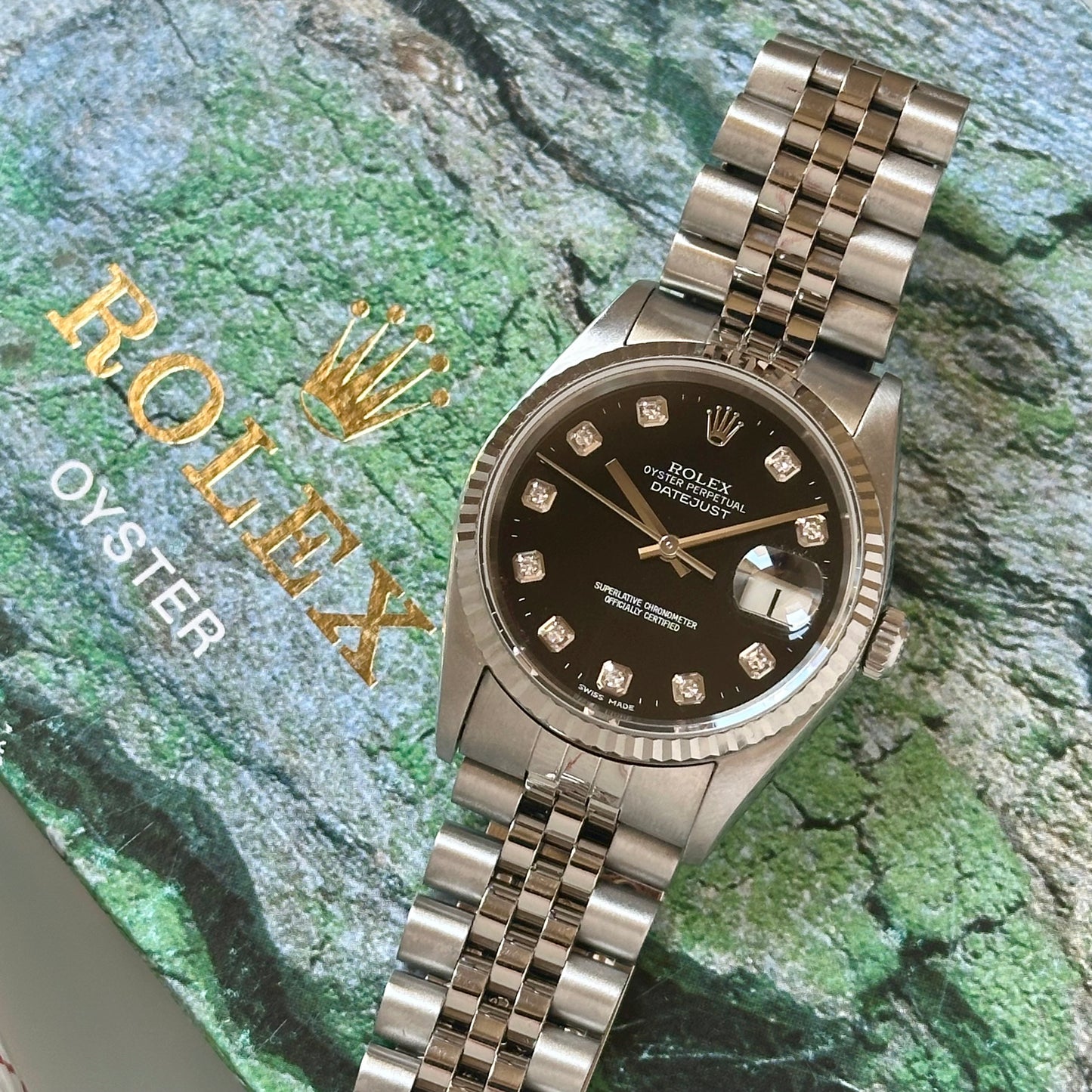 Rolex Datejust 36 Black Diamond Dial Ref 16234G 2003