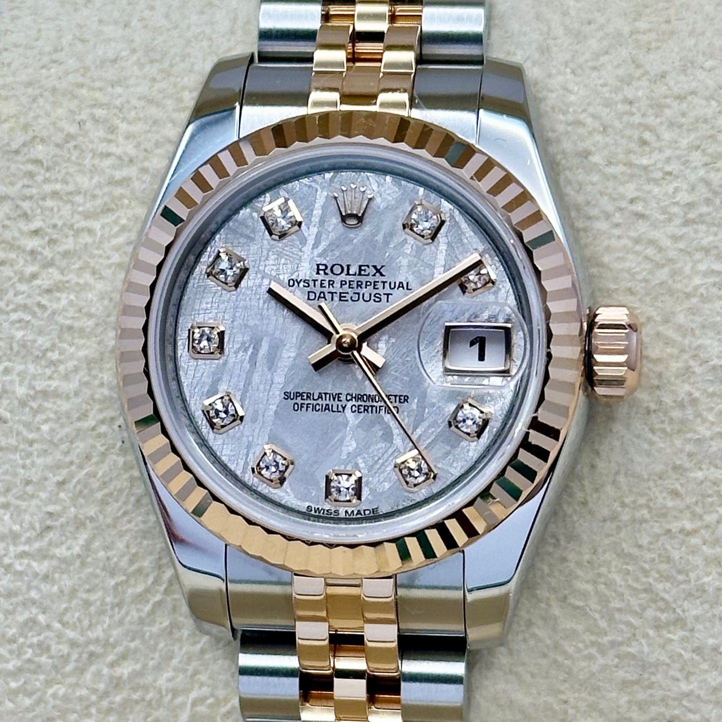 Lady-Datejust 26 Meteorite Diamond Dial 18K Rose Gold Ref 179171