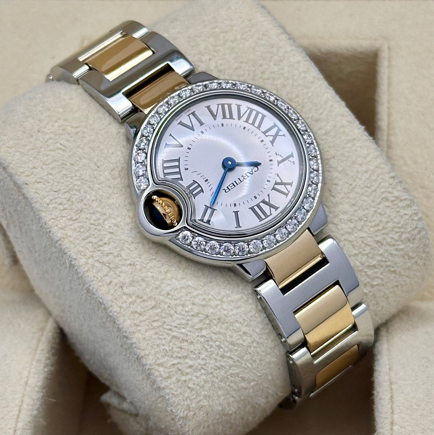 Ballon Bleu White Romans Diamond Bezel 18K Yellow Gold Ref 3009