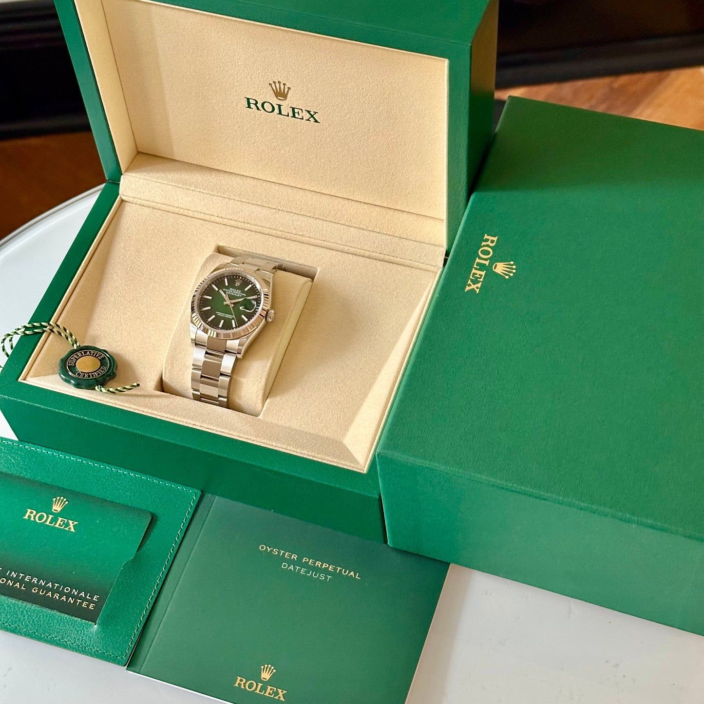 Datejust 36 Green Ombré 18K White Gold Ref 126234 2026