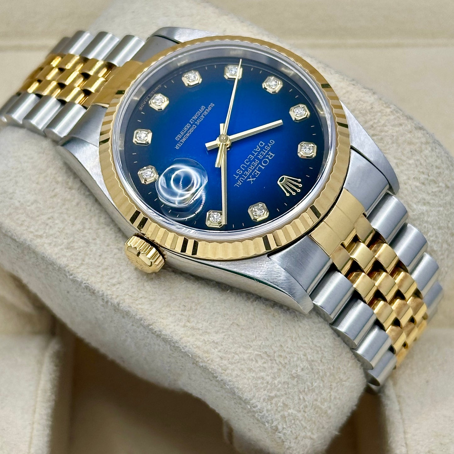 (ON HOLD) Datejust 36 Blue Vignette Diamond 18K Yellow Gold Ref 16233G 2000
