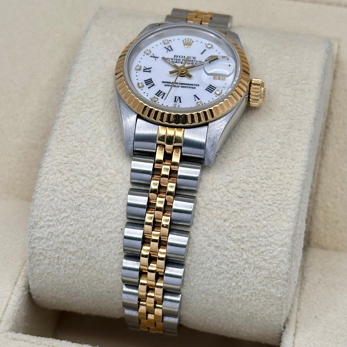 Lady-Datejust 26 White Buckley Diamond Dial 18K Yellow Gold Two Tone Ref 69173G 1988