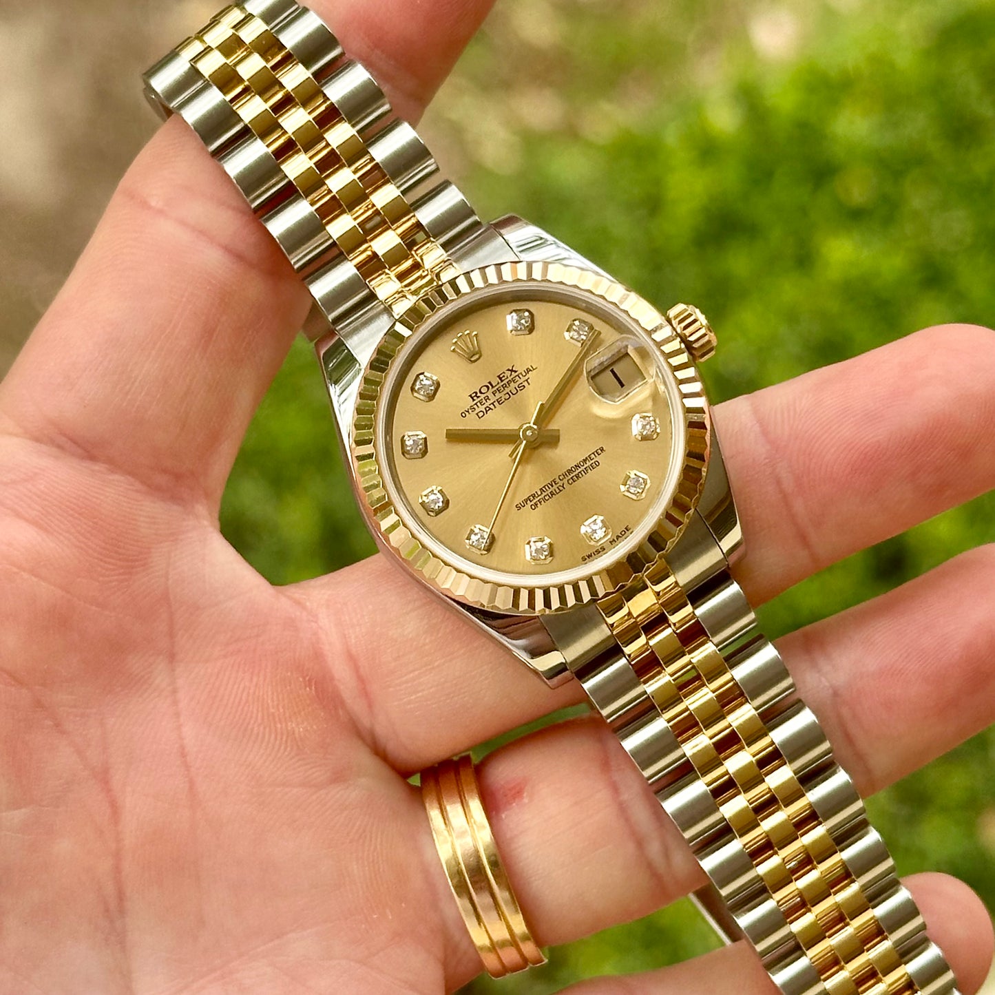 Datejust 31 Champagne Diamond Dial 18K Yellow Gold Ref 178273 2012