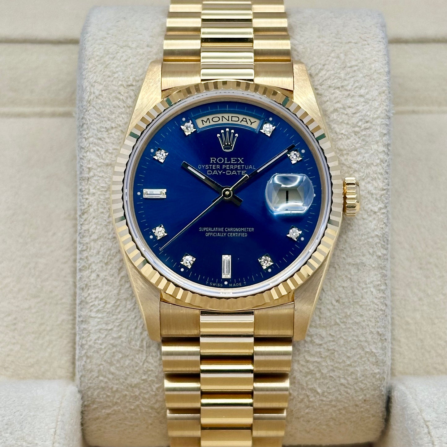 Day-Date 36 Sunburst Blue Diamond 18K Yellow Gold Ref 18238