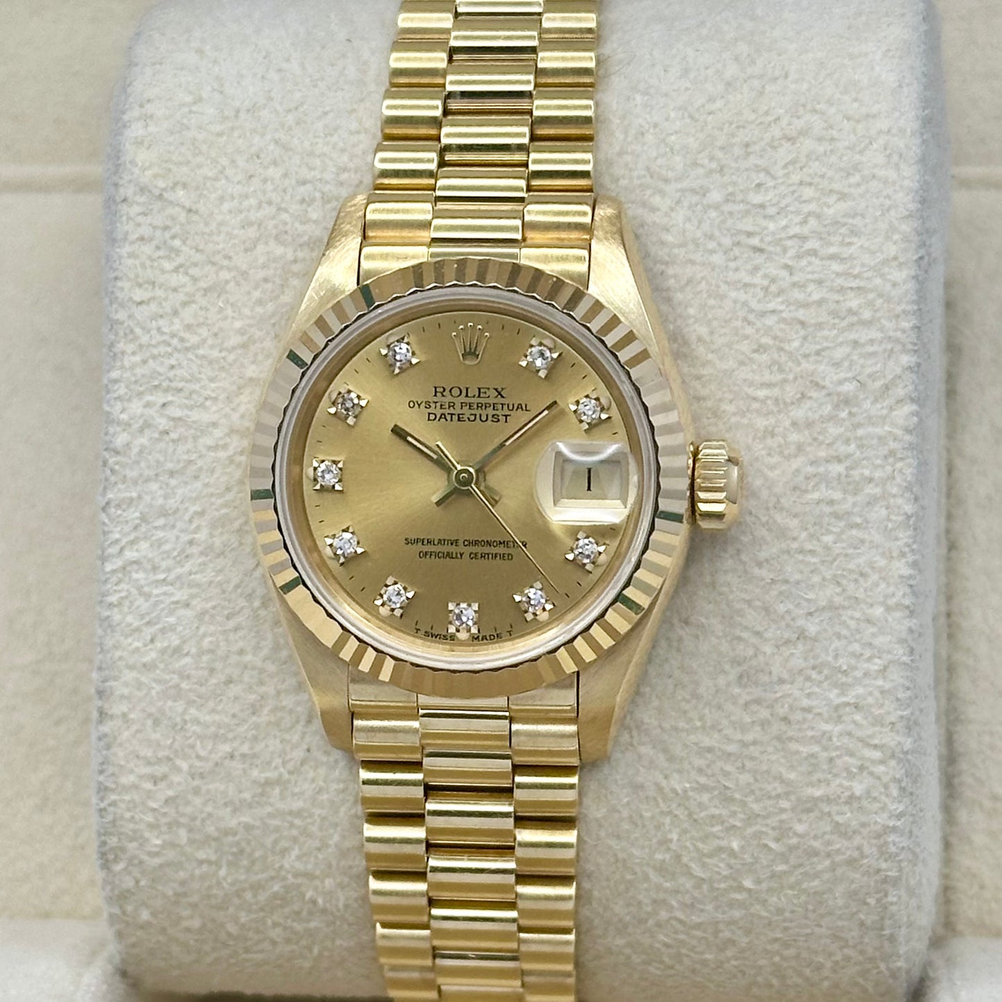 Lady-Datejust 26 Champagne Diamond 18K Yellow Gold President Ref 69178 1993