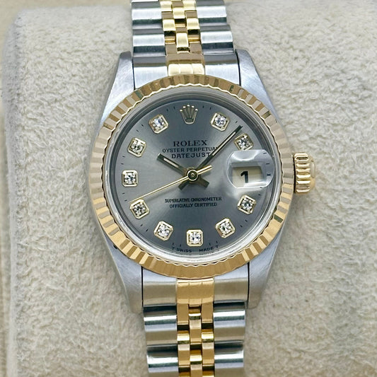 Lady-Datejust 26 18K Yellow Gold Grey Big Diamond Ref 69173