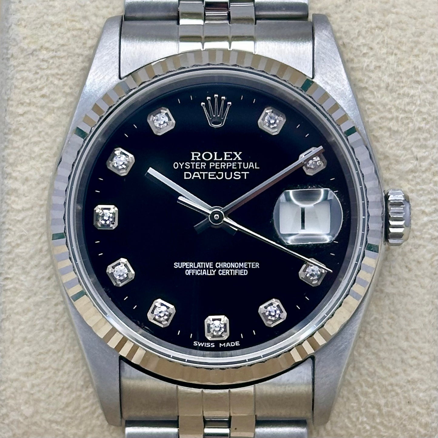 Rolex Datejust 36 Black Diamond Dial Ref 16234G 2003