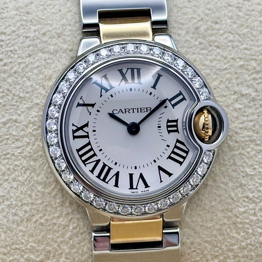 Ballon Bleu White Romans Diamond Bezel 18K Yellow Gold Ref 3009