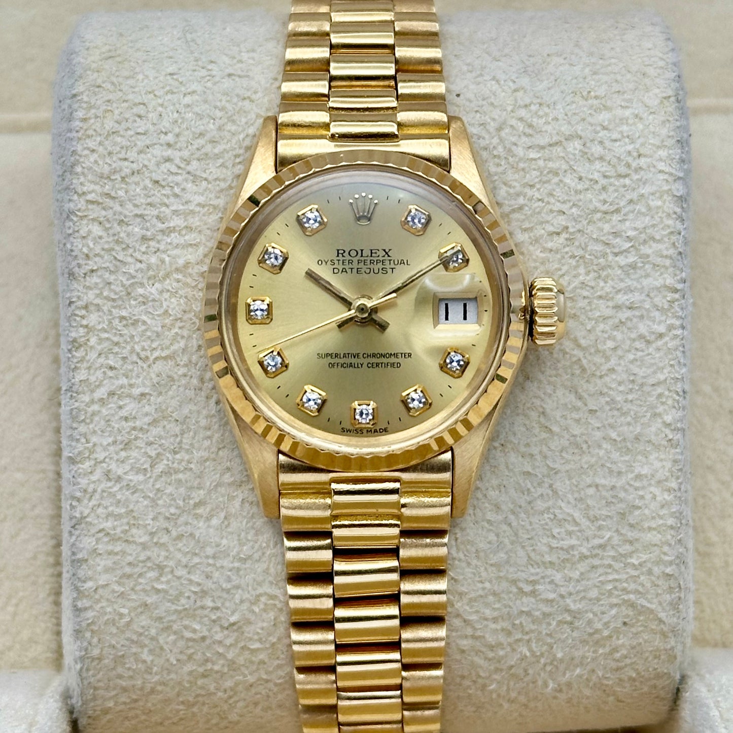 Lady-Datejust 26 Champagne Diamond 18K Yellow Gold President Ref 6917/8