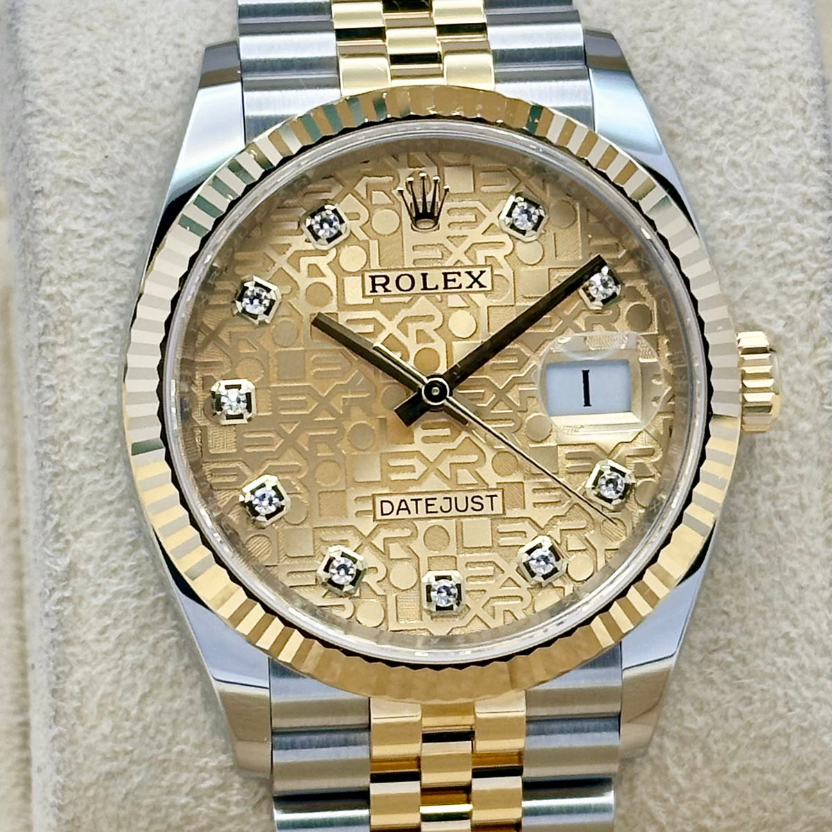 Datejust 36 Champagne Anniversary Diamond Dial 18K Yellow Gold Ref 126233 2021