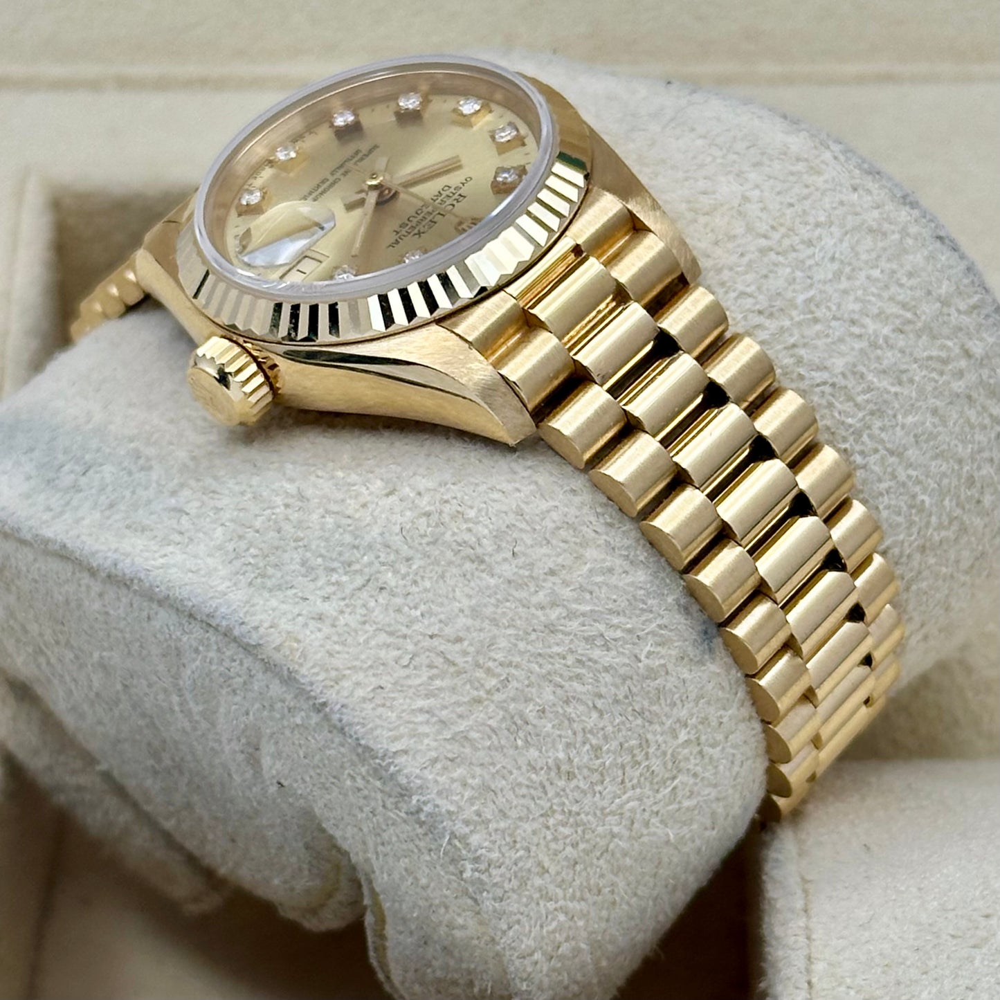 Lady-Datejust 26 Champagne Diamond 18K Yellow Gold President Ref 69178