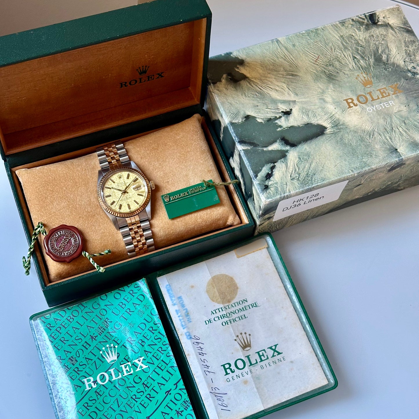 Datejust 36 Linen 18K Yellow Gold Ref 16013 1983