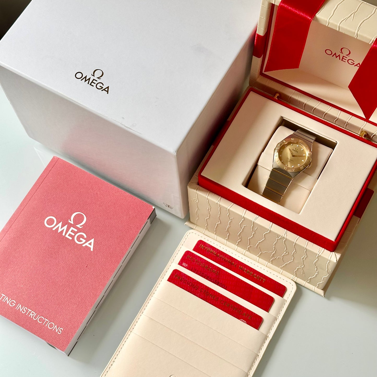 Constellation Ladies Champagne Diamond Dial 18K Yellow Gold Ref 131.20.28.60.58.001 2023