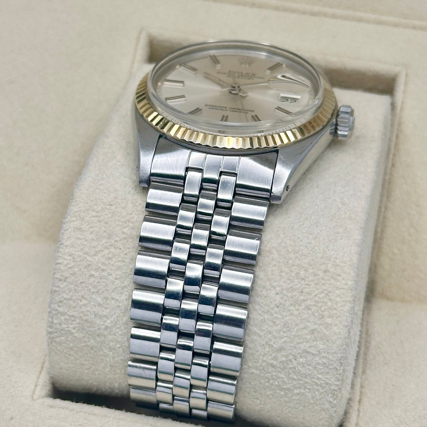 Datejust 36 Silver Pie Pan 18K White Gold Ref 1601 1971