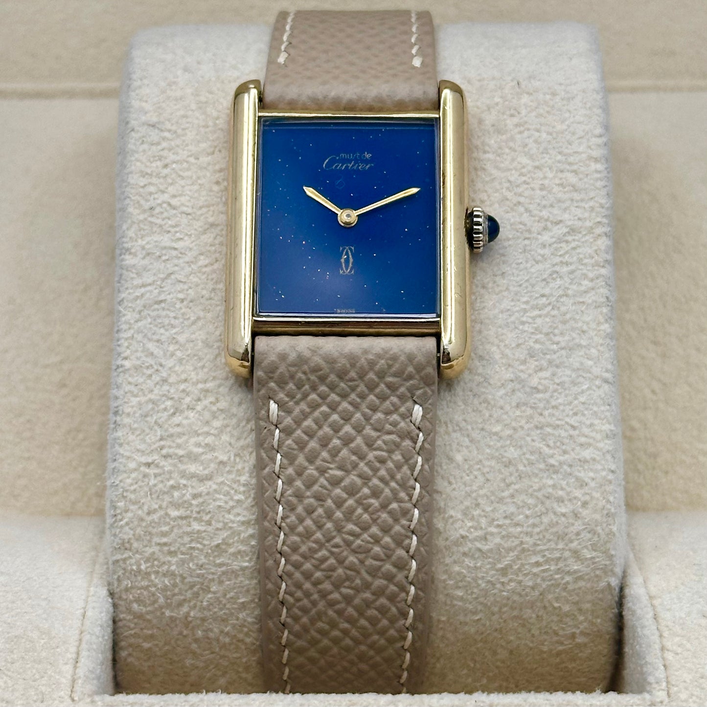 Tank Must De Cartier Large Lapis Blue Dial Manual Winding