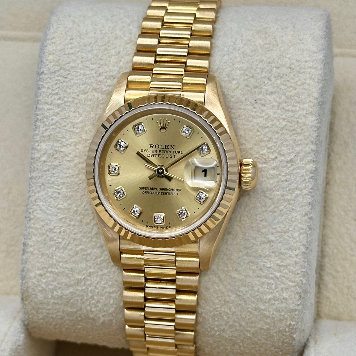 Lady-Datejust 26 Champagne Big Diamond 18K Yellow Gold President Ref 79178 1999