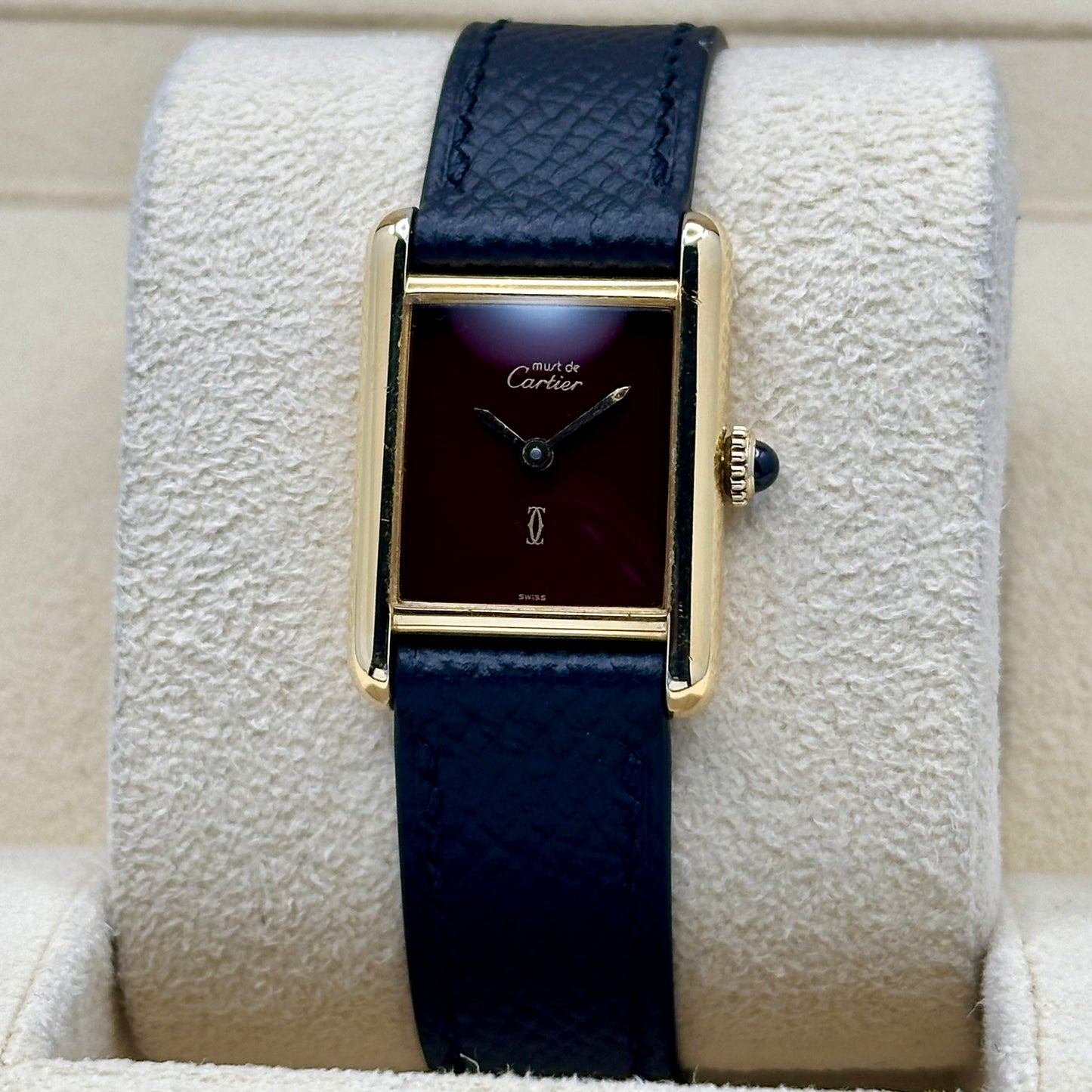 Tank Must De Cartier Small Burgundy Manual Winding