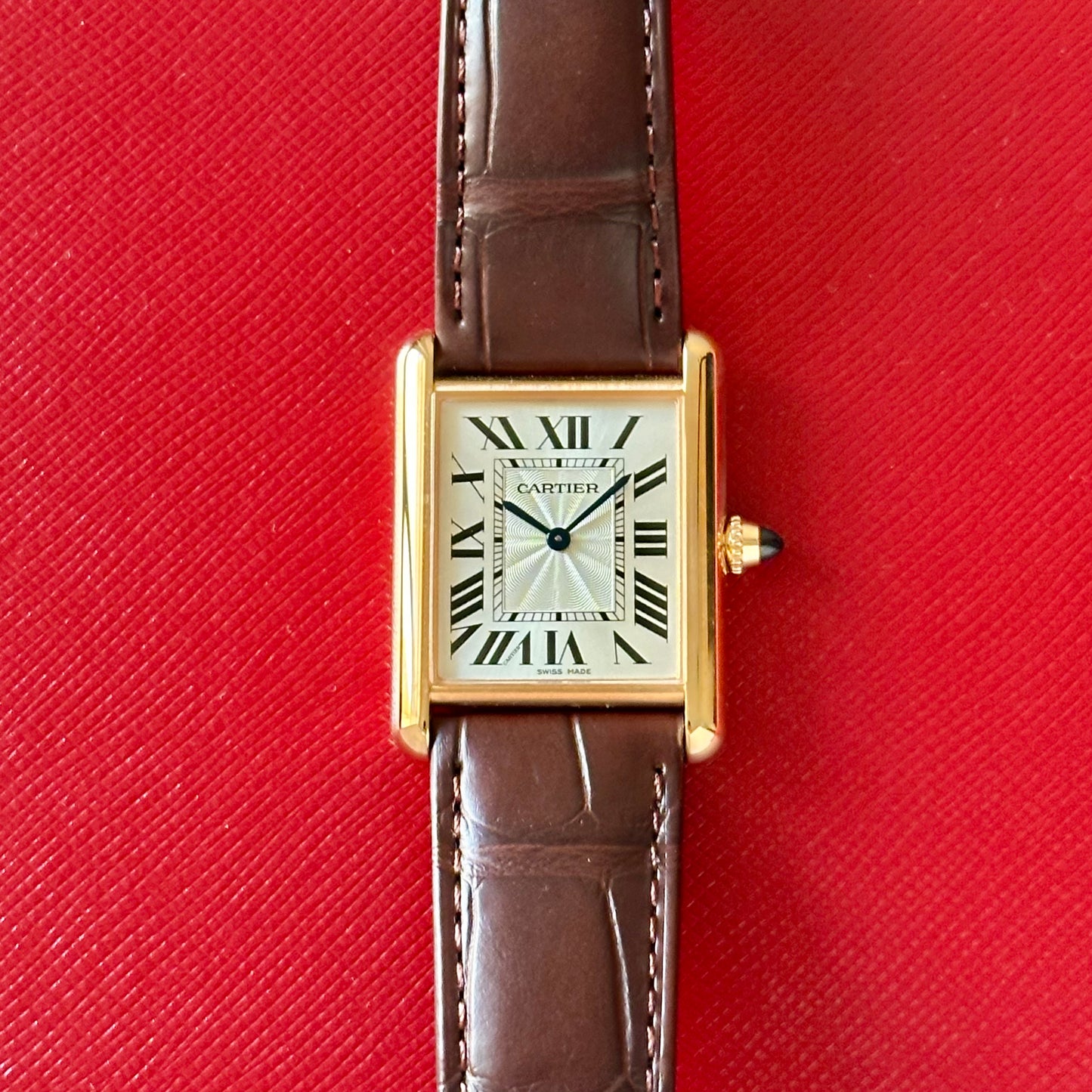 Tank Louis Cartier White Guilloché Romans 18K Rose Gold Ref WGTA0011 2025