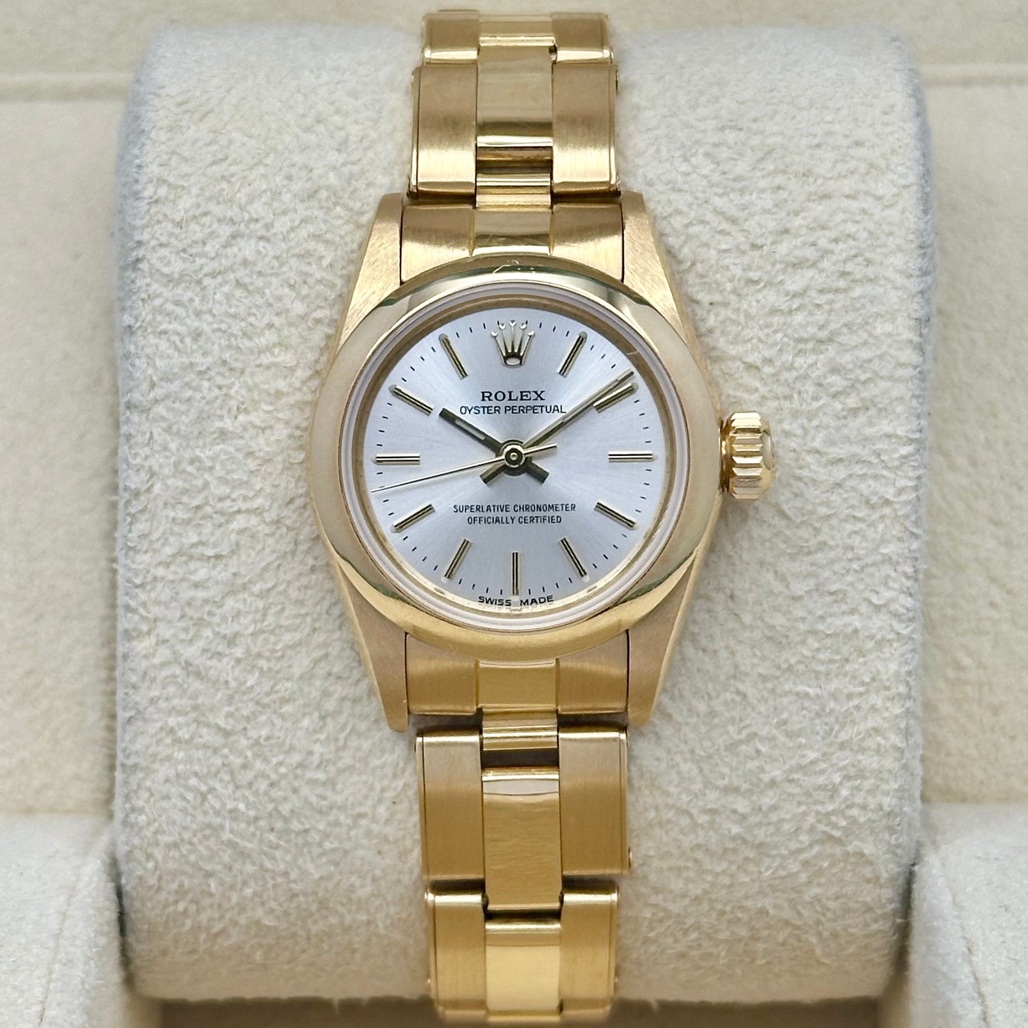 Oyster Perpetual Sunburst Silver 18K Yellow Gold Ref 67188 2023 RSC